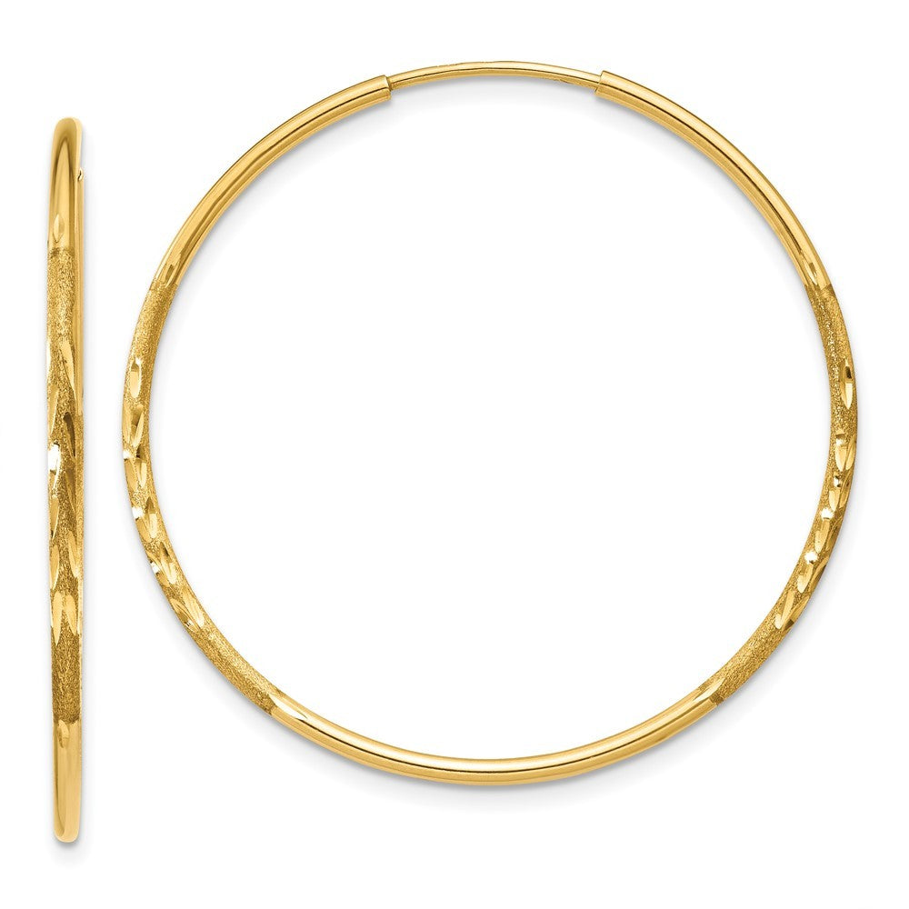 14k Yellow Gold 1.25mm Diamond-cut Endless Hoop Earring