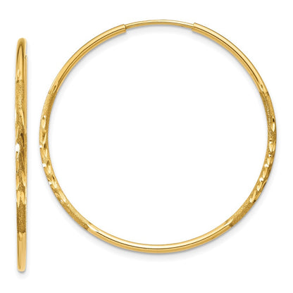14k Yellow Gold 1.25mm Diamond-cut Endless Hoop Earring