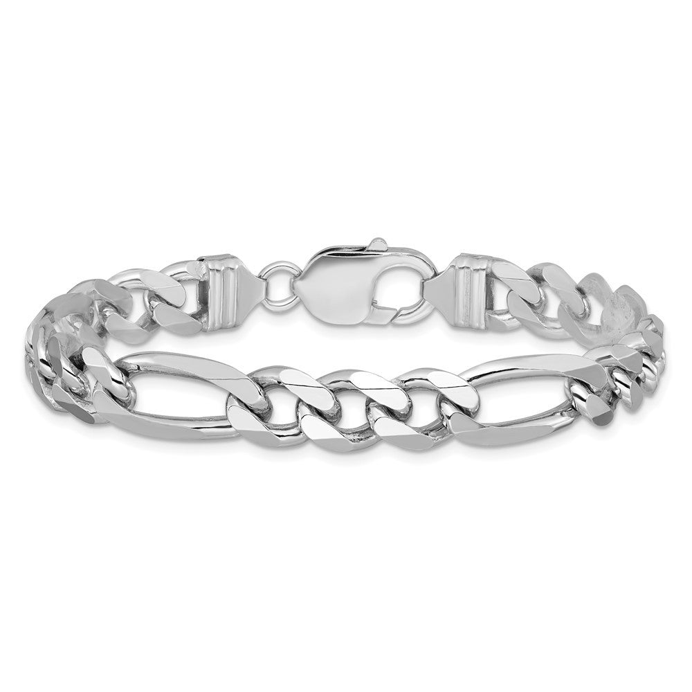 Sterling Silver Rhodium-plated 9mm Figaro Chain Bracelet