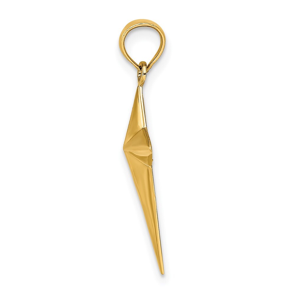 14k Yellow Gold 2-D Polished Triangle Tipped Cross Charm Pendant for Women
