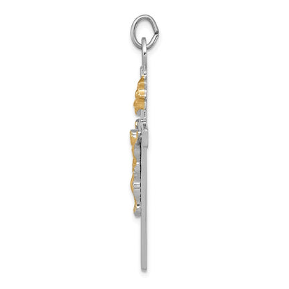 Sterling Silver Rhodium-plated & 18k Gold-plated Crucifix Pendant