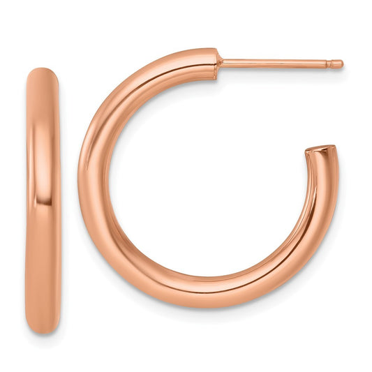 14k Yellow Gold Polished 3.0 x 25mm Tube C-Hoop Earrings