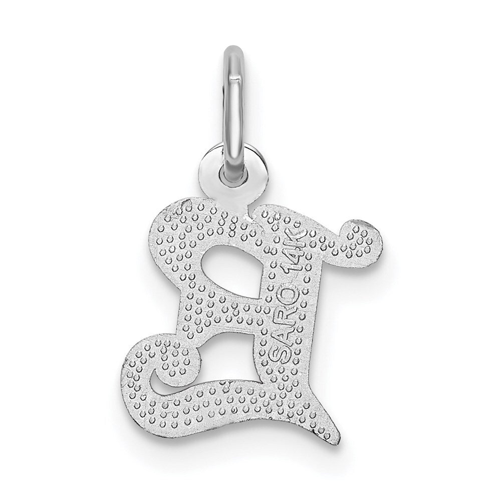 14k White Gold Diamond-cut Letter E Initial Charm Pendant for Women