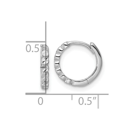 14k White Gold Diamond-cut 2x12mm Hinged Hoop Earrings Gift for Women