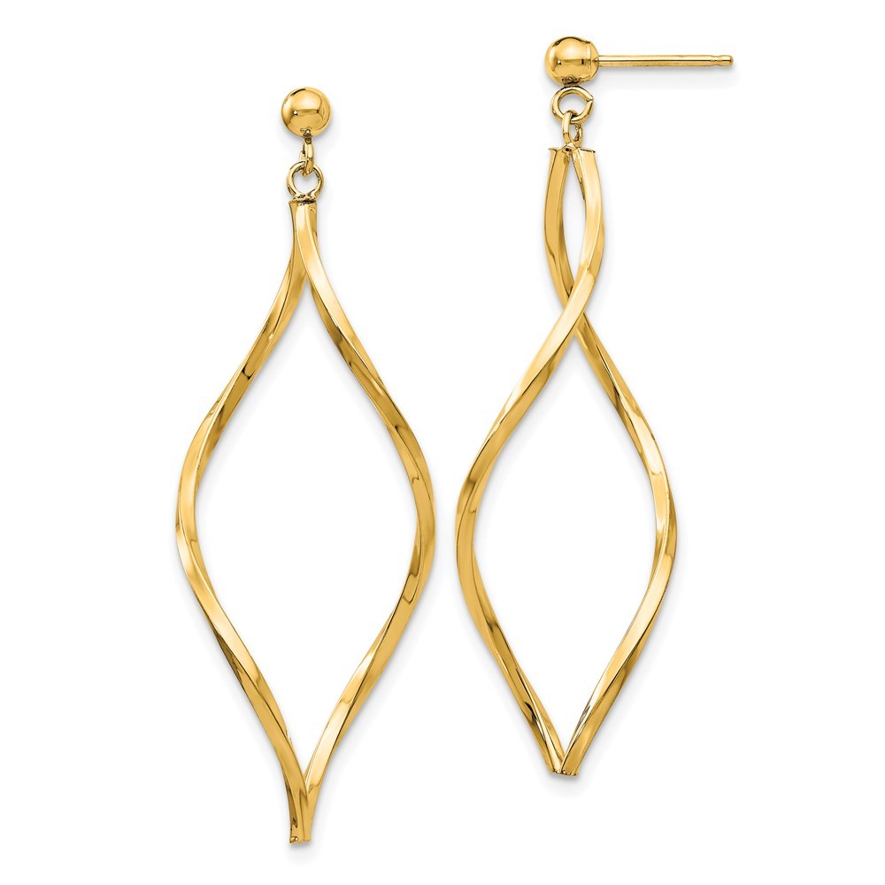 14k Yellow Gold Twisted Dangle Earrings