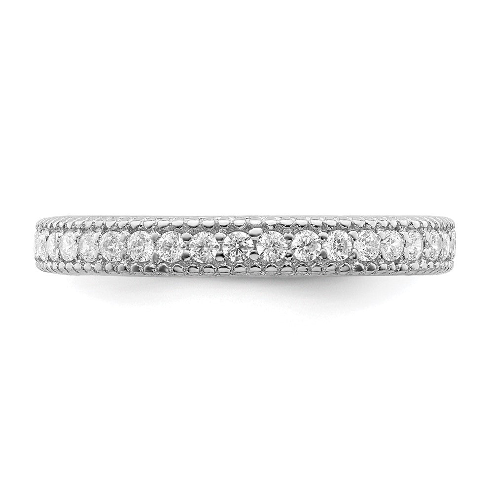 Sterling Silver Rhodium Plated Cubic Zirconia Ring Size 8