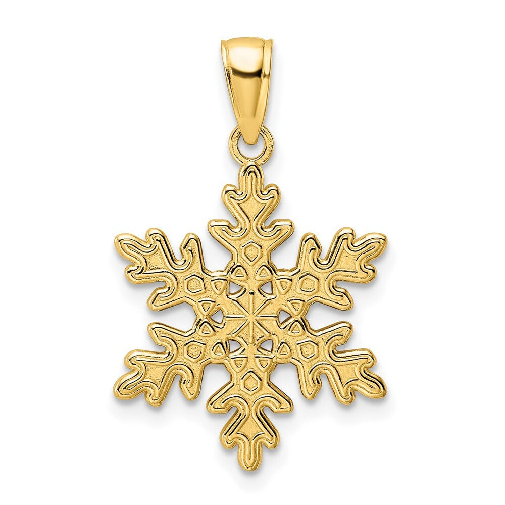 14k Yellow Gold Polished Snowflake Pendant for Women