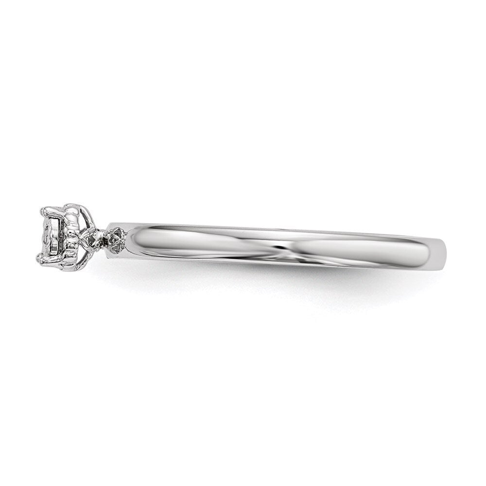 Sterling Silver Rhodium Plated Polished Diamond Ring Size 8