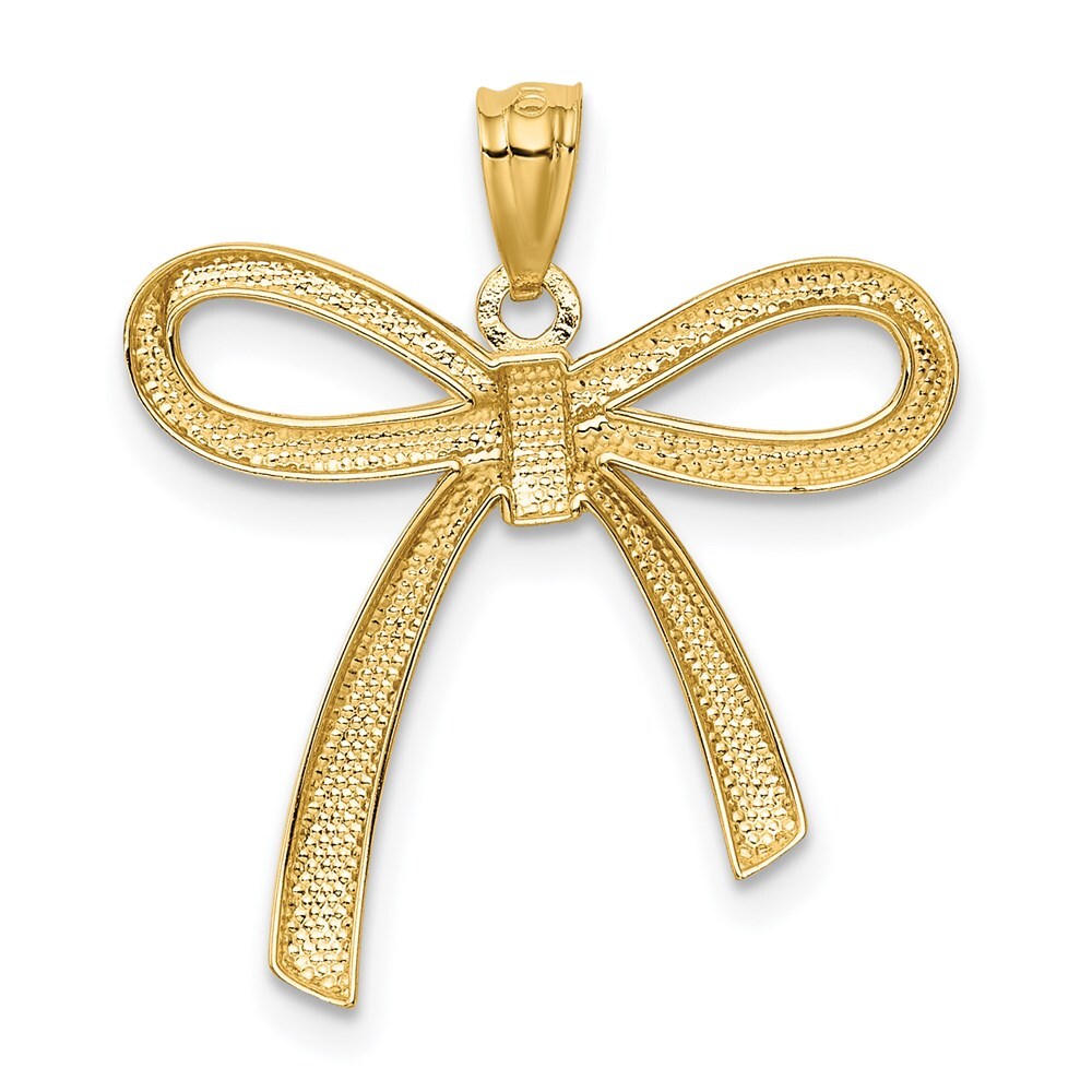 14k Yellow Gold Gold Polished Ribbon Bow Pendant for Women