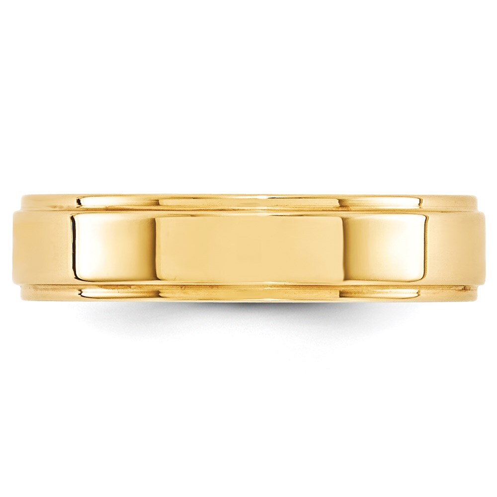14K Yellow Gold Yellow Gold 5mm Flat with Step Edge Wedding Band Size 8