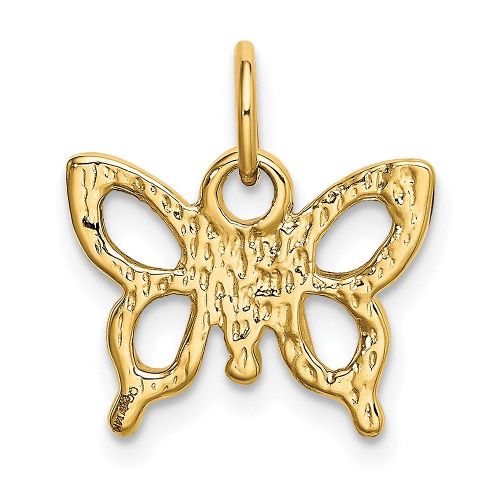 14k Yellow Gold Solid Polished Butterfly Charm
