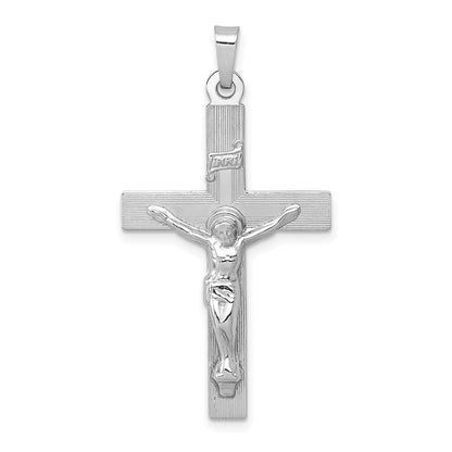 14k White Gold INRI Crucifix Charm Pendant for Women