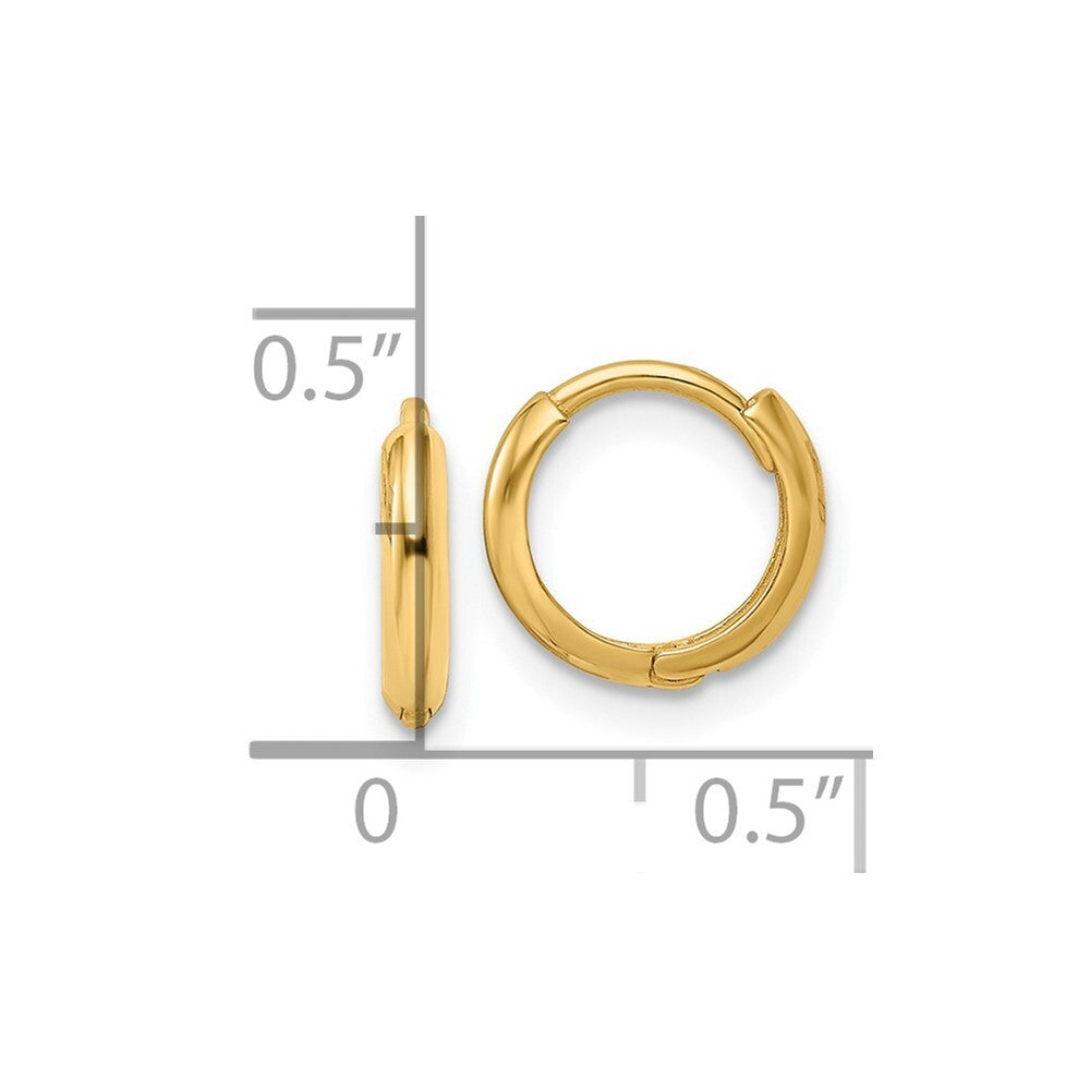 14k Yellow Gold Polished Hinged Hoop Earrings Gift for Women