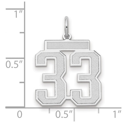 14k White Gold Medium Satin Number 33 Charm Pendant for Women