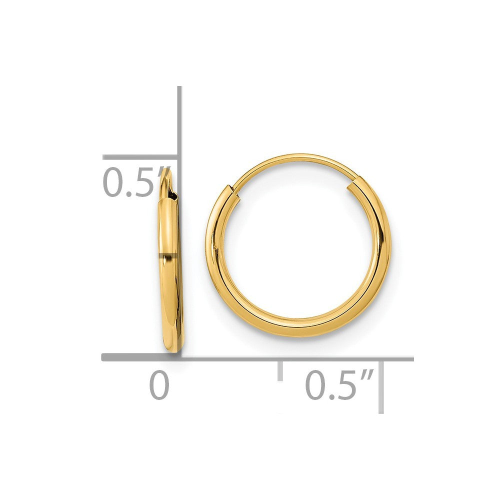 14k Yellow Gold Endless Hoop Earrings