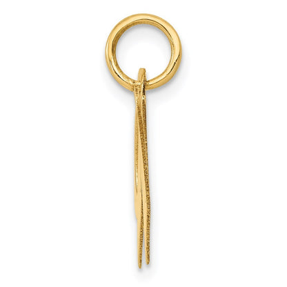 14k Yellow Gold Medium Fancy Script Letter W Initial Charm Pendant for Women