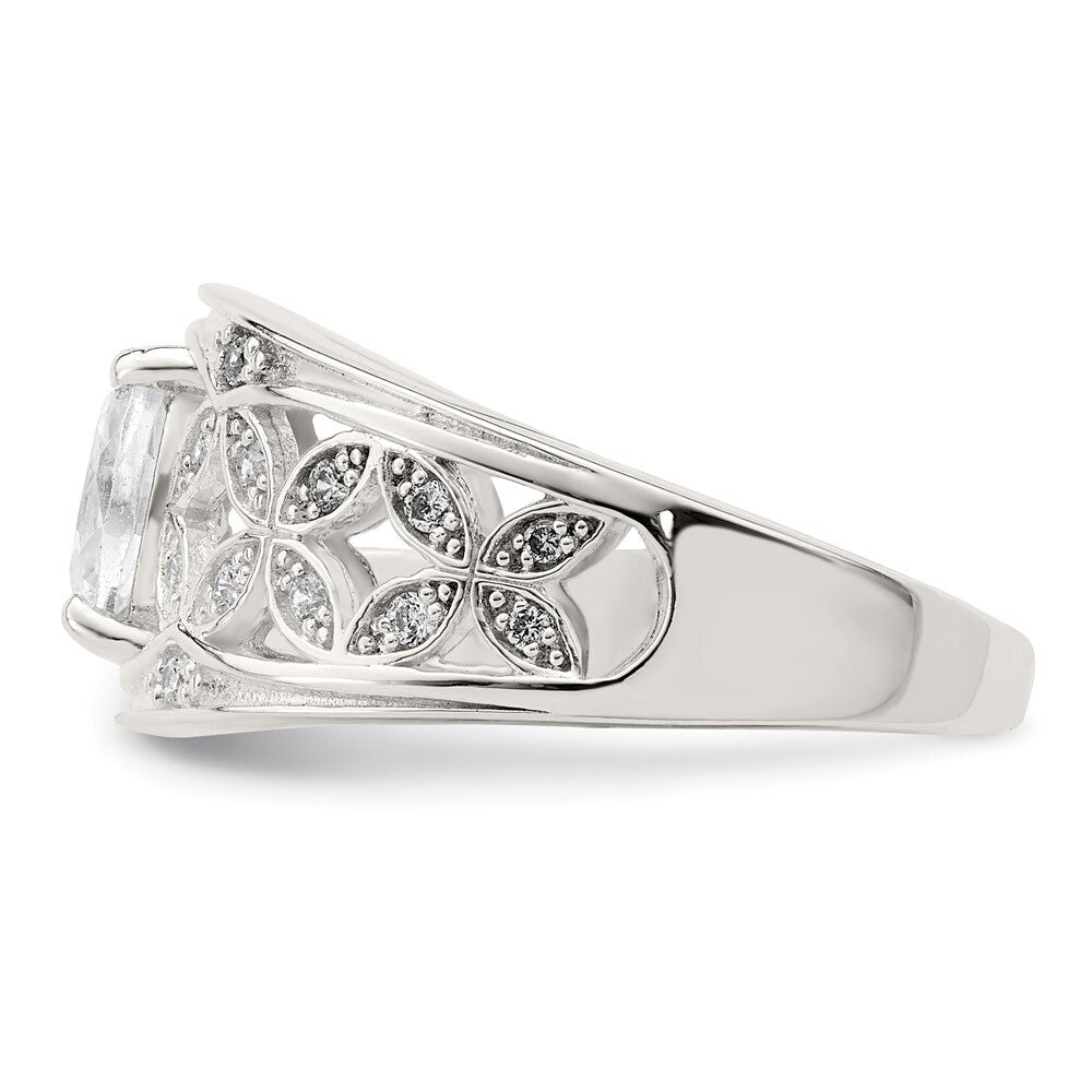 Sterling Silver CZ Flower Ring Size 7