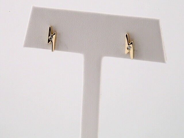 14k Yellow Gold .03 CTW Natural Diamond Lightning Bolt Stud Earrings