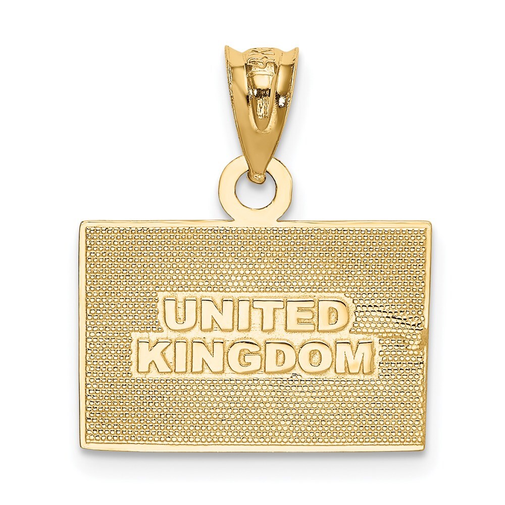 14k Yellow Gold Rhodium Solid Enameled United Kingdom Flag Pendant for Women