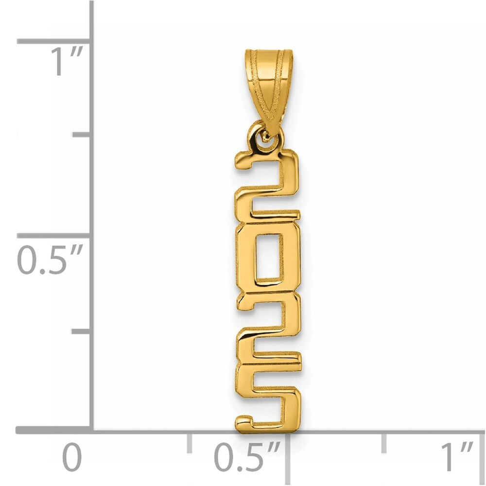 14k Yellow Gold Polished Vertical 2025 Graduation Charm