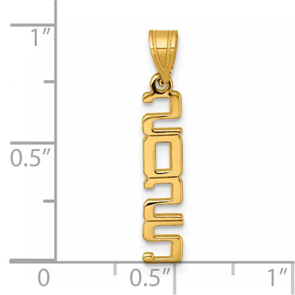14k Yellow Gold Polished Vertical 2025 Graduation Charm