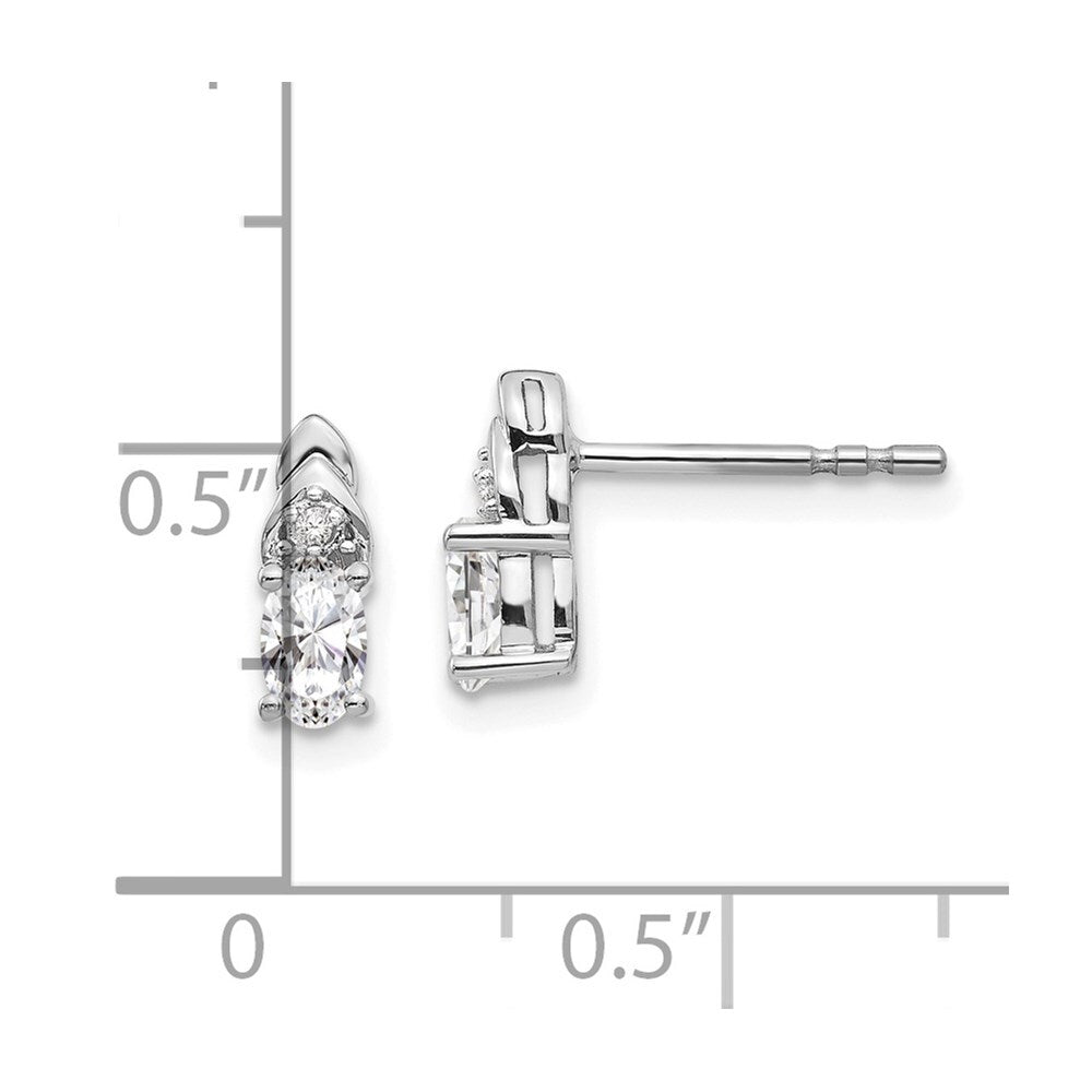 14k White Gold White Topaz and Diamond Stud Earrings Gift for Women