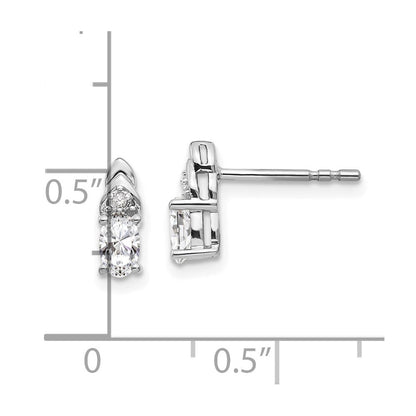 14k White Gold White Topaz and Diamond Stud Earrings Gift for Women