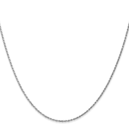 14K White Gold 1.15mm Diamond-cut Machine Made Rope Chain Necklace 16"