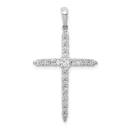 14k White Gold Polished 1 2ct. Diamond Cross Pendant