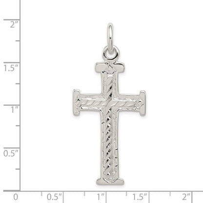 Sterling Silver Diamond -Cut Cross Pendant Holiday Gift for Women