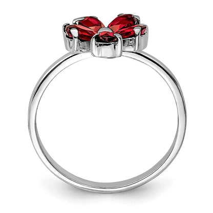 Sterling Silver Rhodium-plated Garnet Ring Size 6