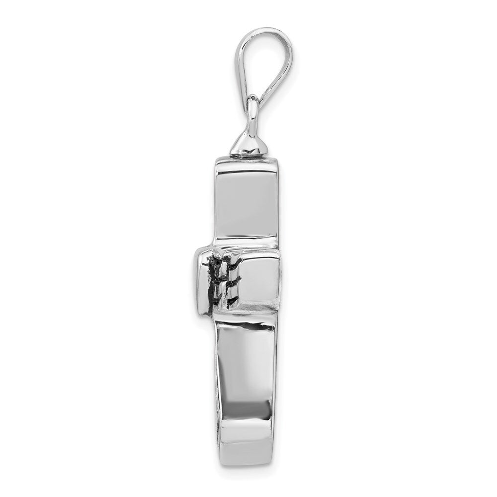 Sterling Silver Rhodium-plated Antiqued Cross Heart Ash HolderPenda