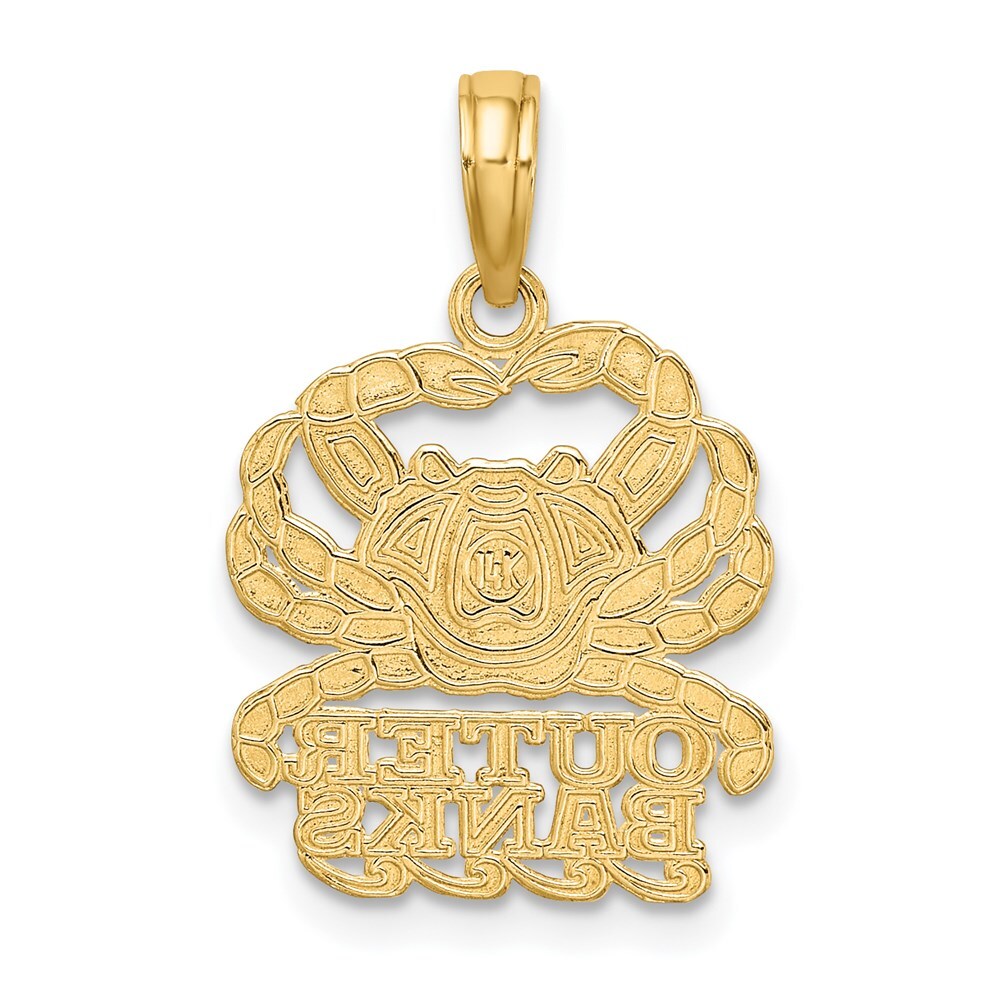 14k Yellow Gold Polished OUTER BANKS Crab Charm Pendant for Women