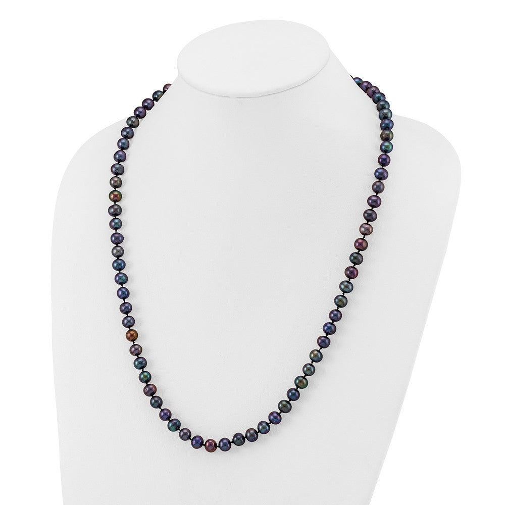 14k Yellow Gold 7-8mm Black Freshwater Cultured Pearl 24 inch Necklace