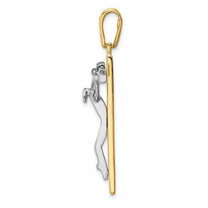 14k Two-tone Gold Crucifix Charm Pendant for Women