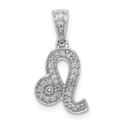 14k White Gold Diamond Leo Zodiac Pendant for Women