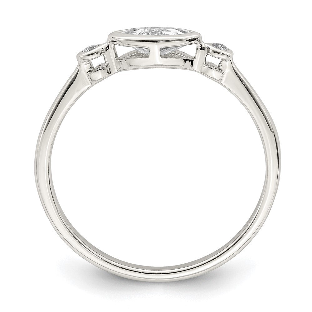 Sterling Silver Rhodium-plated Polished White Topaz Ring Size 6