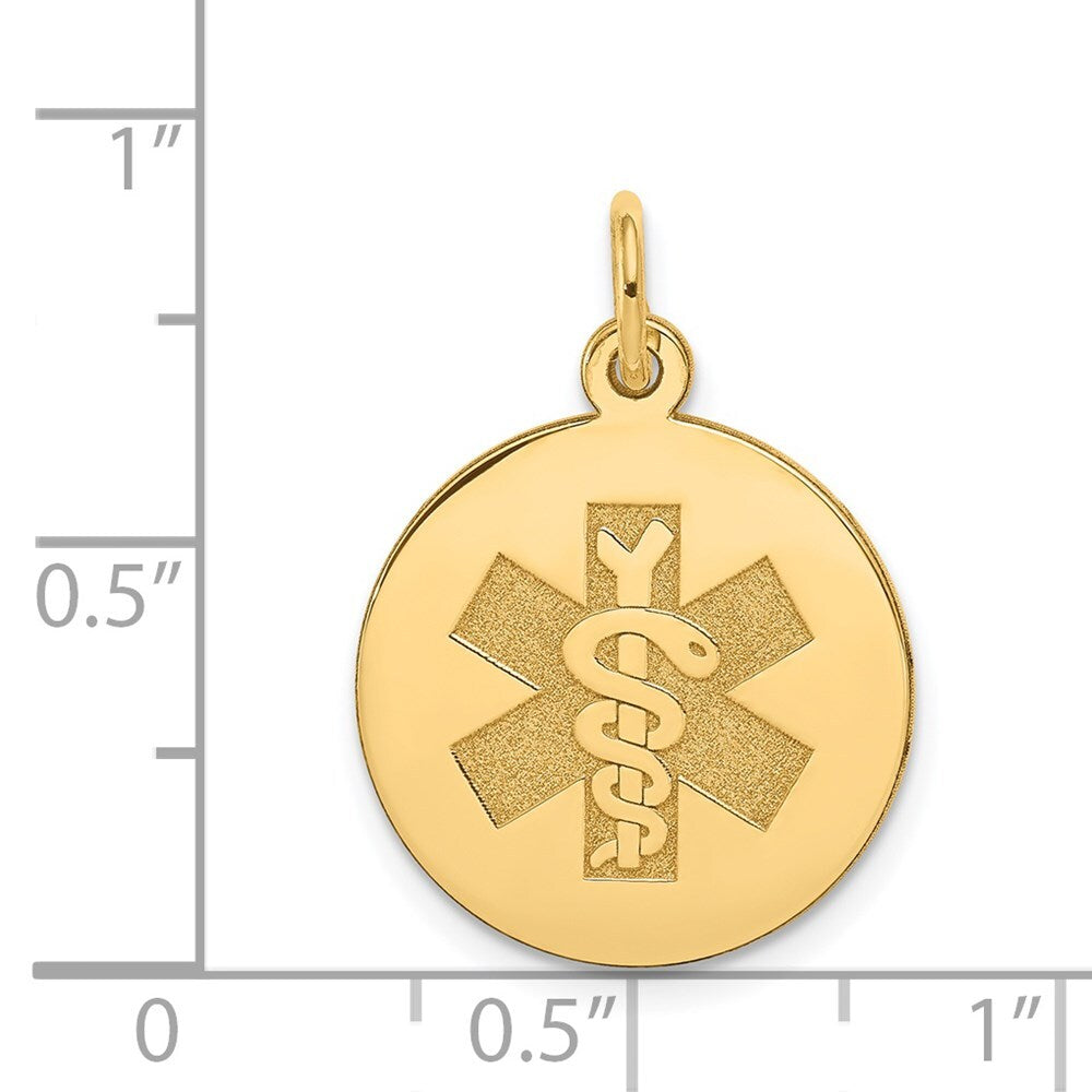 14k Yellow Gold Medical Jewelry Unenameled Pendant for Women