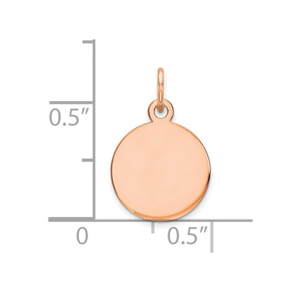 14k Rose Gold Round Disc Charm Pendant for Women
