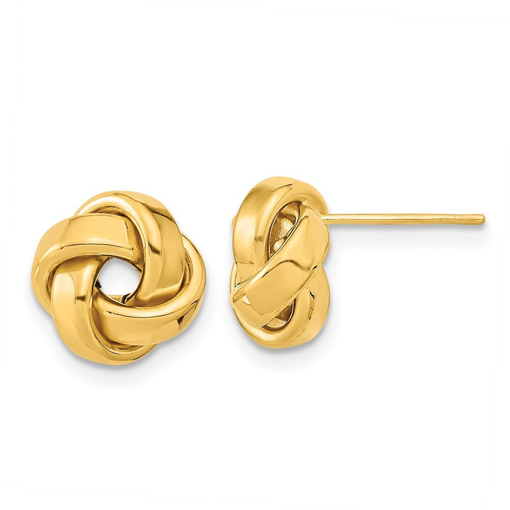 14k Yellow Gold Polished Love Knot Stud Earrings Gift for Women