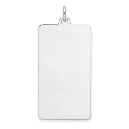 Sterling Silver Rhod-plate Eng. Rect. Polish Front/Satin Back Disc Charm