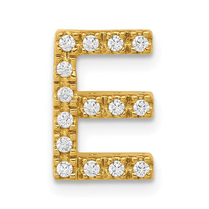 14k Yellow Gold  Diamond Letter E Initial Charm