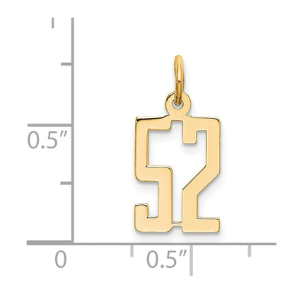 14k Yellow Gold Small Elongated Number 52 Charm Pendant for Women