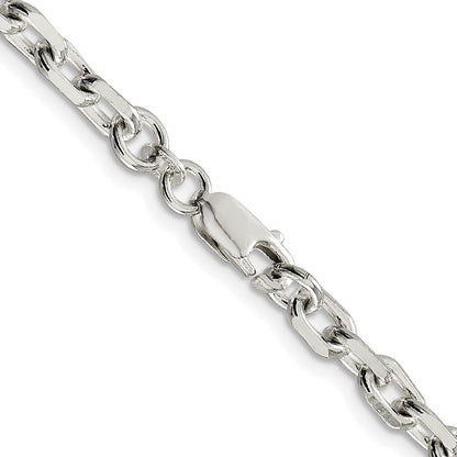 Sterling Silver Rhodium-plated 4.9mm Beveled Oval Cable Chain Necklace