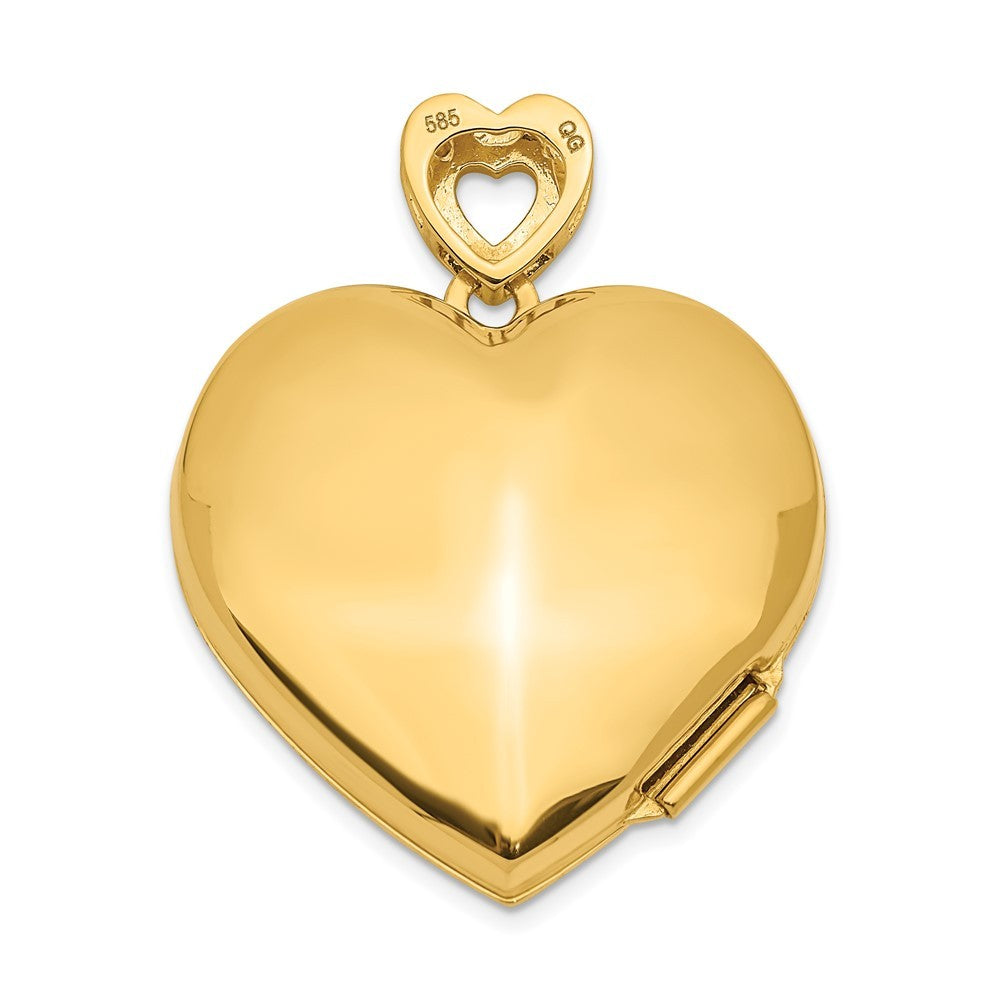 14k Yellow Gold Diamond Vintage Filigree Pink Fabric Interior 24mm Heart Locket