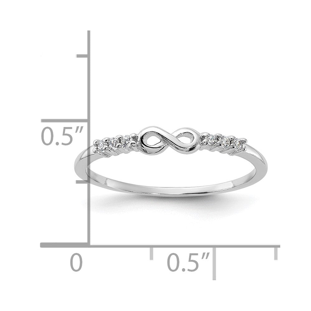 Sterling Silver Rhodium Plated Cubic Zirconia Infinity Ring Size 8