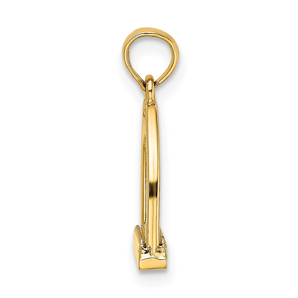 14k Yellow Gold 3-D Polish Small Horse Stirrup Charm