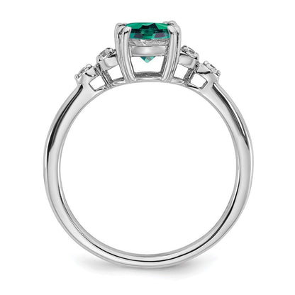 Sterling Silver Rhodium-plated Created Alexandrite and Diamond Ring Size 7