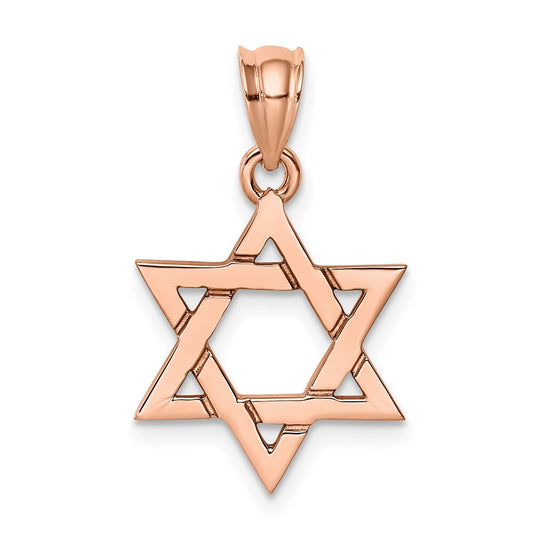 14k Rose Gold Rose Polished Star of David Pendant for Women