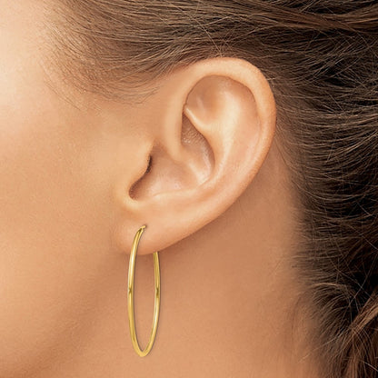 14k Yellow Gold 1.5mm Polished Round Endless Hoop Earrings
